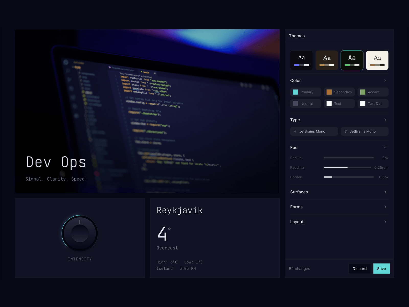 Editing ui for a theme builder